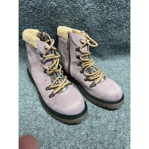 Steve Madden Kids' Combat Boot with Faux Fur Collar LAVENDER SIZE 5